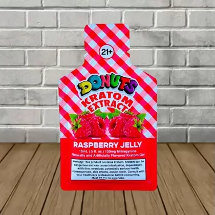 Donuts Raspberry Jelly Kratom Extract Gel Pouch 120mg - size#Single Gel Pouch>Full Case (12ct)