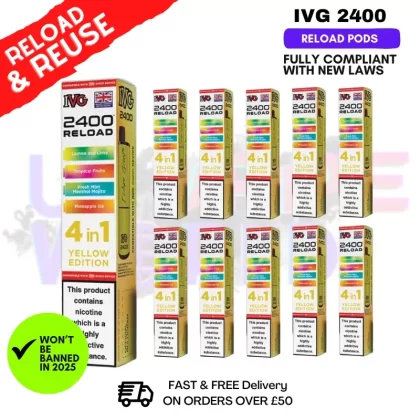 Yellow Edition IVG 2400 RELOAD Pods – Box Of 10