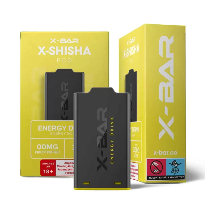 X-Bar – X-Shisha – Pod – Energy Drink (0mg/ml – Nikotinfrei) - X-Bar / Propylenglykol / pflanzliches Glycerin / Aromastoffe