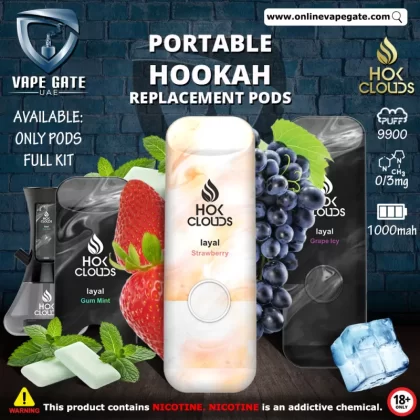XTRA - HOK CLOUDS PORTABLE HOOKAH REPLACEMENT PODS - Blueberry Mint / 3 mg