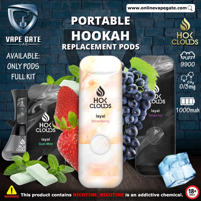 XTRA - HOK CLOUDS PORTABLE HOOKAH REPLACEMENT PODS - Blueberry Mint / 3 mg