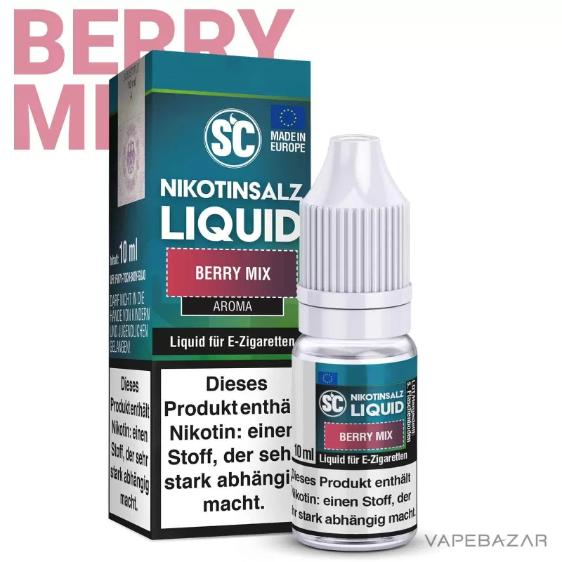 SC Salt Liquid – Berry Mix - Propylenglycol, Pflanzliches Glycerin, Nikotinbenzoat, Aroma, Nikotinmalat; 10mg/ml, 20mg/ml; Himbeere, Erdbeere - Image 2