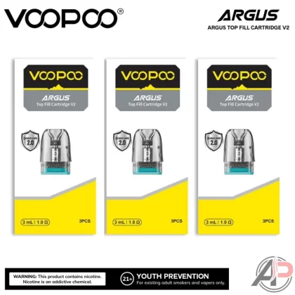 Voopoo Argus V2 Top Fill Replacement Pods 3 Pack - Argus V2 0.4ohm 2mL - 3 Pack, Argus V2 0.4ohm 3mL - 3 Pack