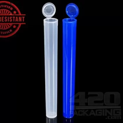 Squeezetops® 140mm Transparent Child Resistant J-Tubes (075600-CR) 1400/Box