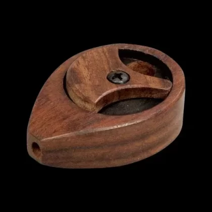 Teardrop Shaped Wood Pipe with Swivel Cover & Screen - Ejuicewarehouse