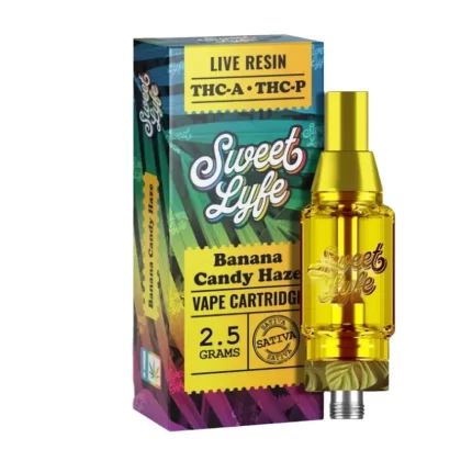 Sweet Lyfe Live Resin Banana Candy Haze THC-A + THC-P Cartridge – 2500mg