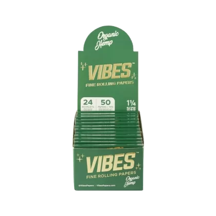 VIBES – Papers with Filters – 1.25 - color#Ultra Thin (Black)>Organic Hemp (Green)~size#1200pk~style#pft1.25>pf1.25