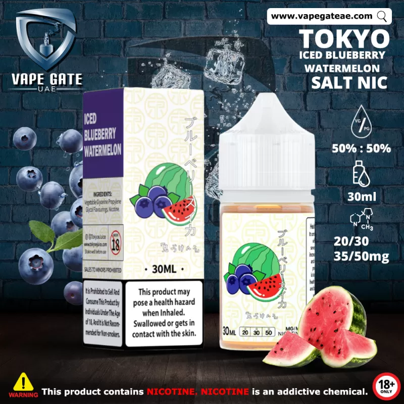 Tokyo E juice Iced Blueberry Watermelon Saltnic 30ml - 20 mg / 30 ml