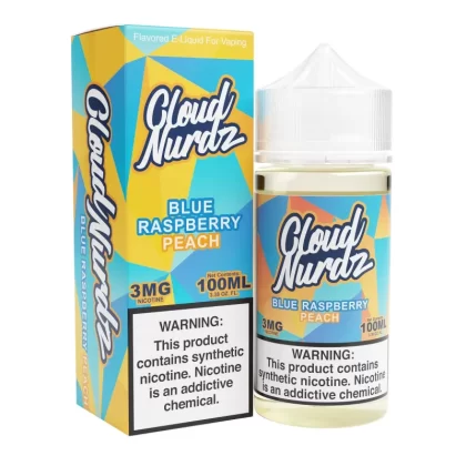 Cloud Nurdz Peach Blue Raspberry 100ml Synthetic Nic Vape Juice - Eightvape