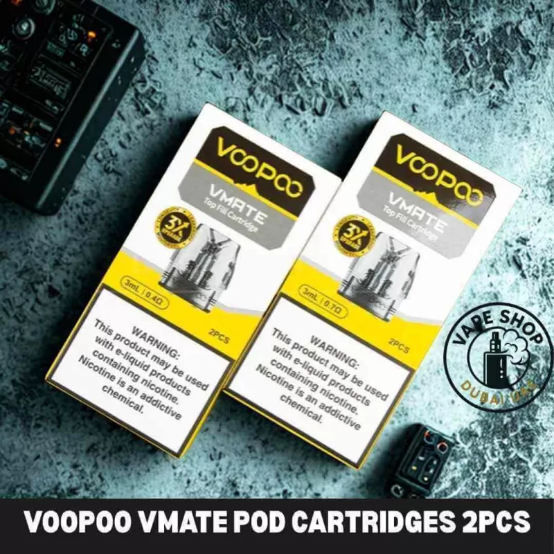 VOOPOO Vmate Pod Cartridges 2pcs Pack In UAE - 0.4Ω 3ml (Top Fill RDL), 0.7Ω 3ml (Top Fill MTL)