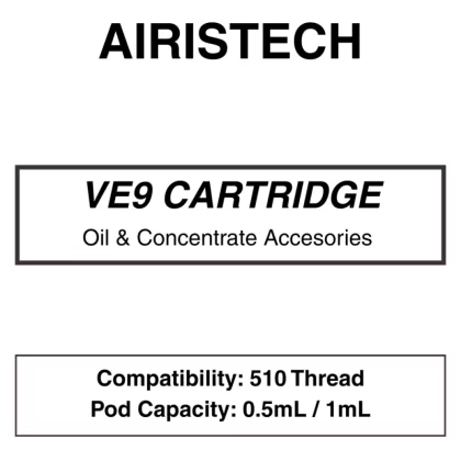Airistech – VE9 – Empty Refillable Cartridge Tank 510 Concentrate Vaporisers - Vapeys Co Nz