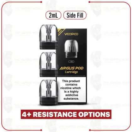 VooPoo Argus Replacement Pod Cartridge – 3PK - 2ml Top-Fill 0.4 OHMS, 2ml Top-Fill 0.7 OHMS (34AC46)