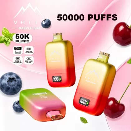 VHILL DAZZLE 50000 50K Puffs Airflow Ajustable Rechargeable LED Display Disposable Vape EU Warehouse - Vapeq10