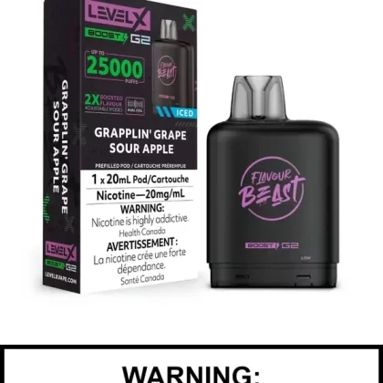 Grapplin Grape Sour Apple Iced Flavour Beast Level X Boost G2 Pods