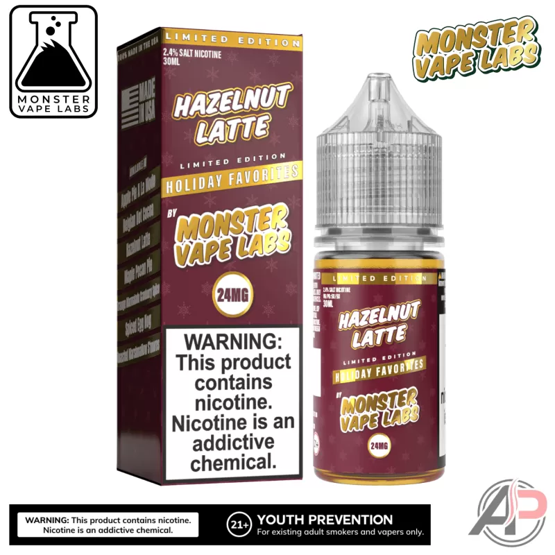 Hazelnut Latte Salt Nicotine By Holiday Monster Vape Labs 30mL