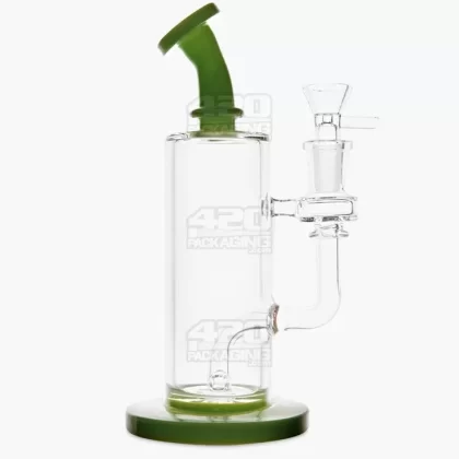 Bent Neck Two Hole Perc Glass Water Pipe w/ Thick Base - Vape Store