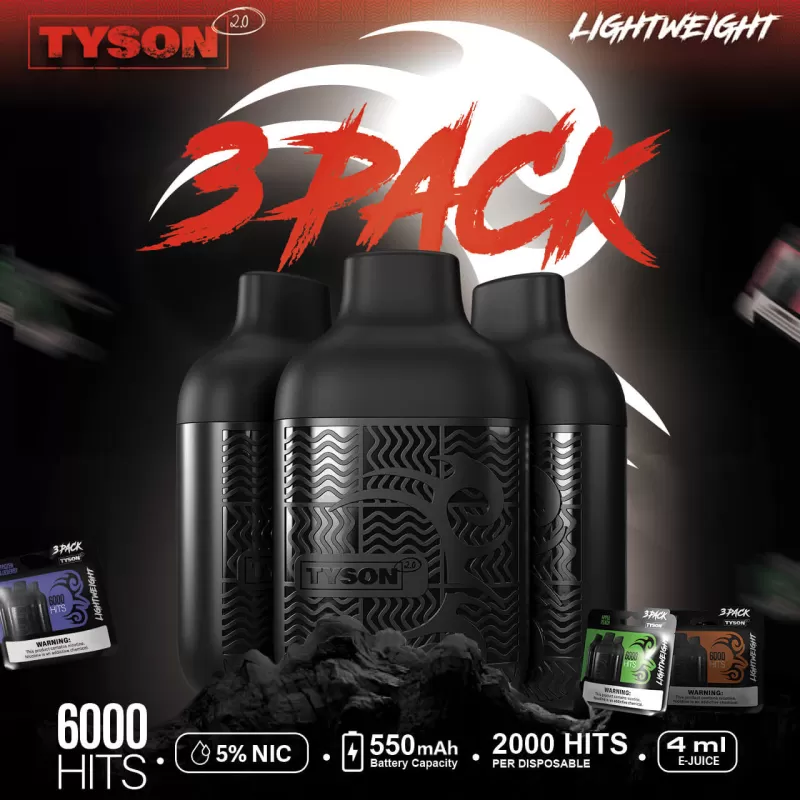 Tyson 2.0 Lightweight 6K Puff Disposable Device - 6,000 Puffs - Peach Mango