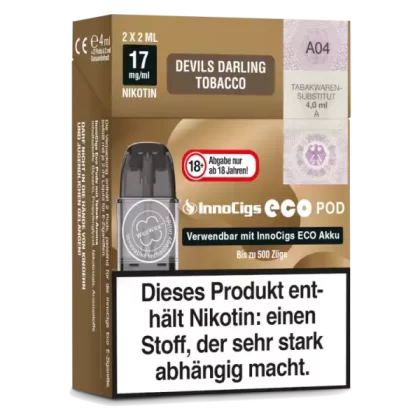 Innocigs Eco Pod – Devils Darling Tobacco – 2er Pack - Innocigs Eco Pod / Tabak / 17mg/ml