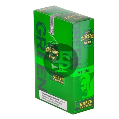 Zig Zag Wraps Premium Green Menthol 25 Packs of 2 - Ejuicewarehouse