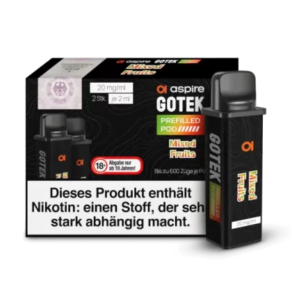 Aspire Gotek x Prefilled Pod – Mixed Fruits (2er Pack) - Aspire GoTek X / Propylenglykol / Aromastoffe / Glycerin / Nikotinsalz / Cooling Agent