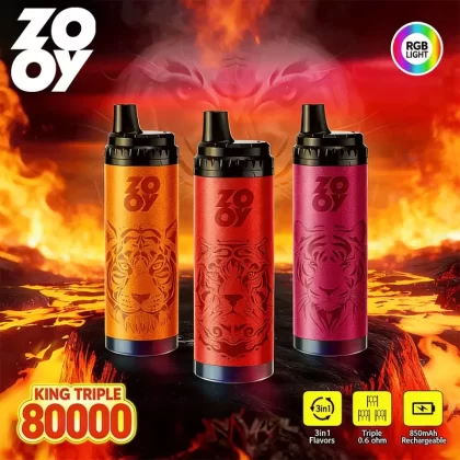 ZOOY King Triple 80000 80K Puffs 3 in 1 Flavors Original Rechargeable RGB Light Disposable Vape - Vapeq10
