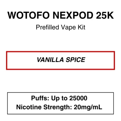 Wotofo – Nexpod 25K – Prefilled Vape Kit – Vanilla Spice
