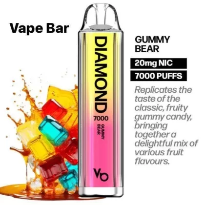 Vape Bar Diamond Disposable Device (7000 Puffs) - Flavor#Caramel tobacco>Banana Split>Sour Apple>Glacier Mint>Mixed Berry menthol>Copper Cola>Strawberry Energy>Strawberry watermelon gum>Wate (5AA0E7)