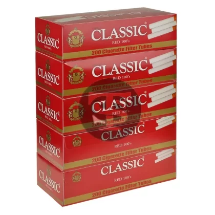 Classic Filter Tubes 100mm Red (Full Flavor) 5 Cartons of 200