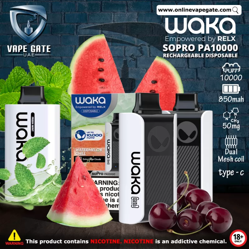 Waka SoPro PA10000 Rechargeable Disposable Vapes (10,000 Puffs) - 50 mg / Strawberry Banana