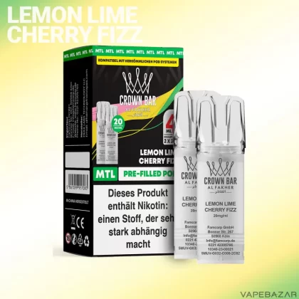 Al Fakher Pods Crown Bar 600 – MTL 20mg – Lemon Lime Cherry Fizz - Zitrone / Limette / Kirsche