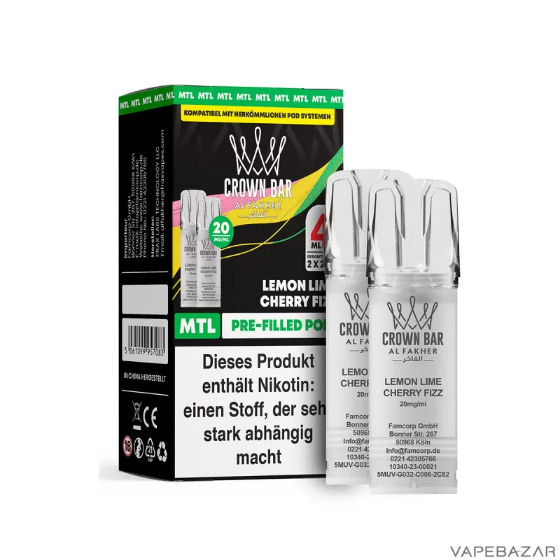 Al Fakher Pods Crown Bar 600 – MTL 20mg – Lemon Lime Cherry Fizz - Zitrone / Limette / Kirsche - Image 2