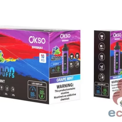 OKSO Shisha Max 40K Disposable Vape – 40,000 Puffs, Rechargeable Mesh Coil