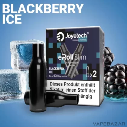 Joyetech eRoll Slim Prefilled Pod – Blackberry Ice (2er Pack) - Joyetech / 20mg/ml / 2ml / ca. 600 / Glycerin / Aromen / Propylenglykol / Nikotin / Nein / Brombeere / Ice