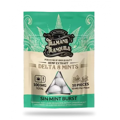 Tillmans Tranquils Sin Mint Burst Delta 8 THC Mints - quantity#1 Pack (12.99/pack)>3 Packs (11.99/pack)>10 Pack (9.99/pack) (8CDDEB)
