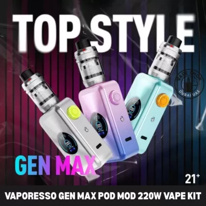 VAPORESSO Gen Max Pod Mod 220W Vape Kit in Dubai - Artic Silver, Dark Black (67EDD8)