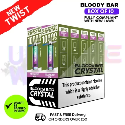 Strawberry Kiwi Bloody Bar Crystal 10K Puff Box Of 10