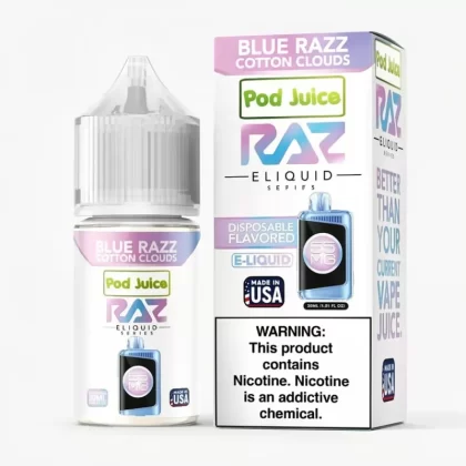 Blue Razz Cotton Clouds SALT – Smooth Nicotine Salt E-Liquid - Uwinvapeaustralia