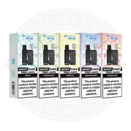 Hayati Rubik 7000 + Puff Pods - E-liquid flavor#Banana Ice>Blue Razz Cherry>Blue Razz GB>Blueberry Sour Raspberry>Blueberry Cherry Cranberry>Blueberry Raspberry>Fresh Mint>H’ Bubba>Juicy Pea