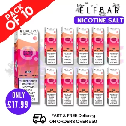 Apple Peach ElfLiq Nic Salt BOX OF 10 – ONLY £17.99