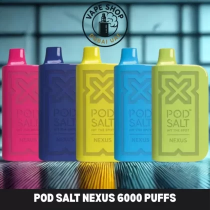 POD SALT Nexus 6000 Puffs 20mg Disposable Vape in Dubai UAE - Vape Product, BOX OF 10 PCS; Aloe Grape, Blueberry Blackberry Lemonade