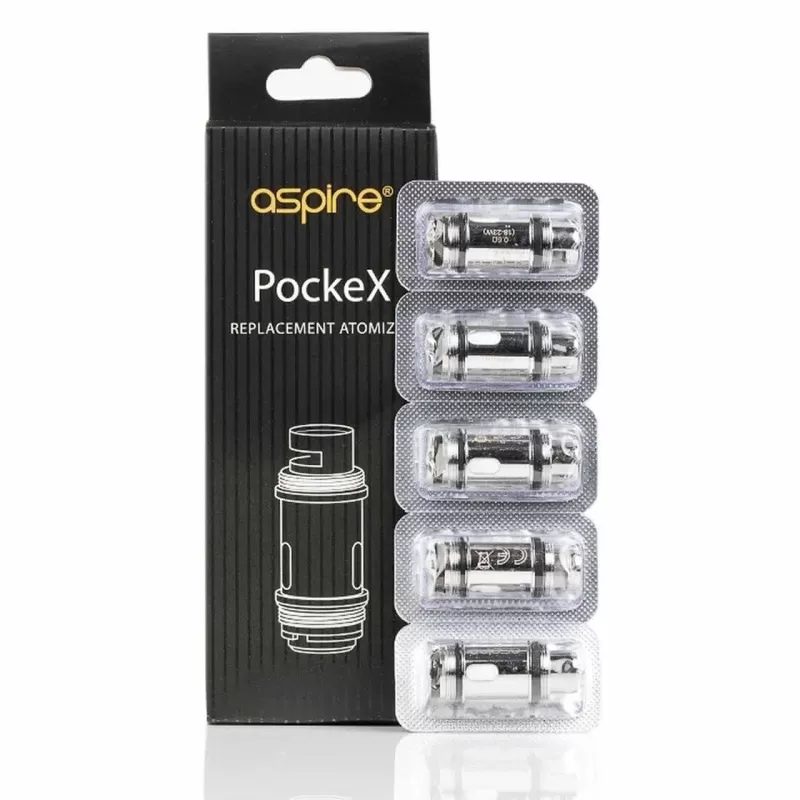 Aspire PockeX Coils 0.60/1.20 ohm Replacement Coils For Aspire PockeX kit 5-Pack - 0.6 Ohm; 5 Coils