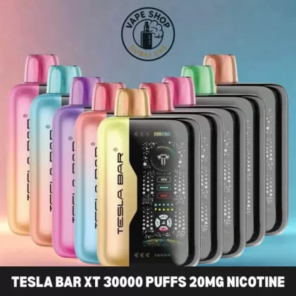 TESLA BAR XT 30000 Puffs 20mg Nicotine Vape In Dubai - Vape Product, BOX OF 5 PCS; Bluerazz Watermelon Dragon Fruit, Cherry Apple (DD1109)