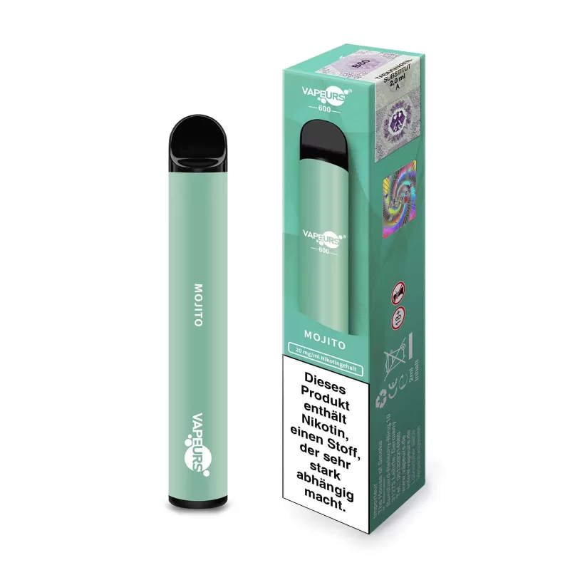 VAPEURS – Mojito - Limette / Ice / Minze / Vapeurs / 20mg/ml / 550 mAh / Aromastoffe / Nikotin / Propylenglykol / Glycerin / ca. 600