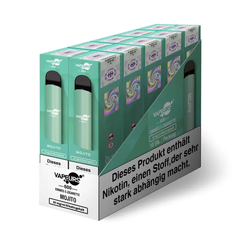 VAPEURS – Mojito - Limette / Ice / Minze / Vapeurs / 20mg/ml / 550 mAh / Aromastoffe / Nikotin / Propylenglykol / Glycerin / ca. 600 - Image 2