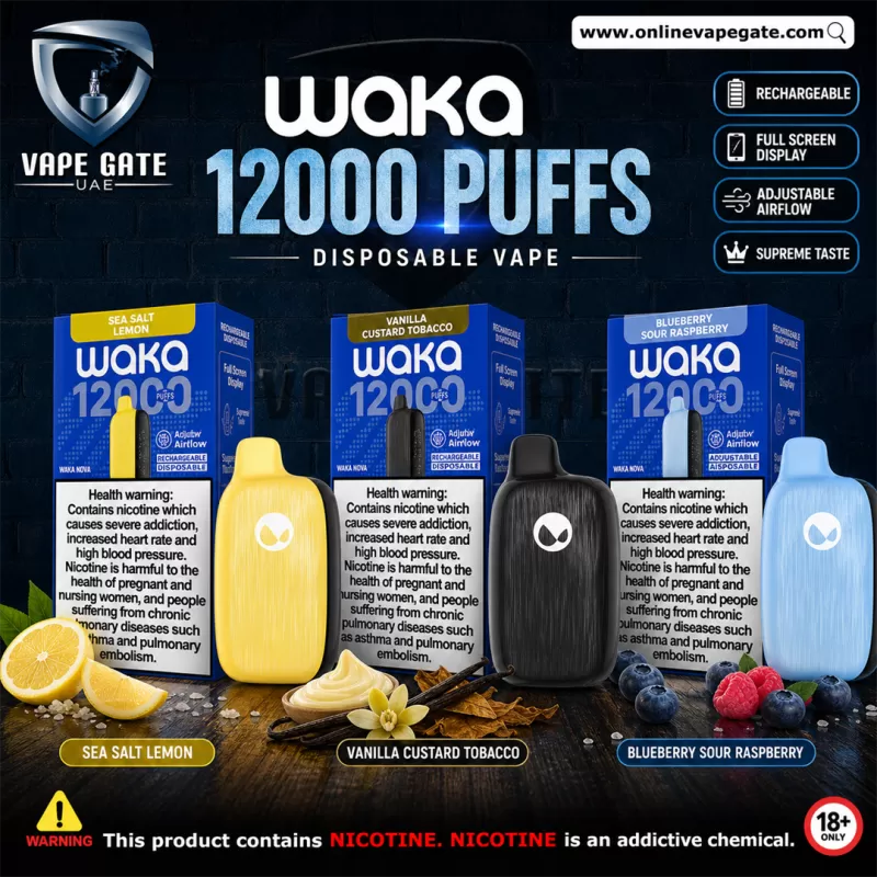 Waka Nova Rechargeable Disposable Vapes 12,000 Puffs - 18 mg / Grape