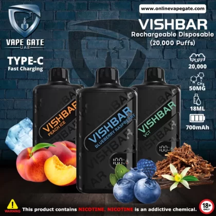 Vishbar Weekly Rechargeable Disposable Vape (20,000 Puffs) - Grape Ice / 20 mg