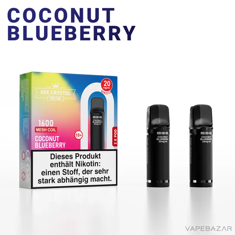 SKE Crystal 800 Pro Pods – Coconut Blueberry (2er Pack) - Image 2
