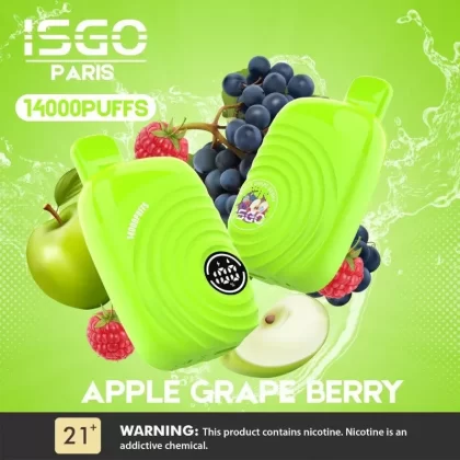 ISGO PARIS 14000 PUFFS - FLAVORS#LUSH ICE>APPLE GRAPE BERRY>MANGO ICE>VALENTINE FRUIT>GRAPE ICE>STRAWBERRY WATERMELON>BLUEBERRY RASPBERRY POMEGRANATE>BLACK PARADISE>STRAWBERRY ICE>BLUEBERRY