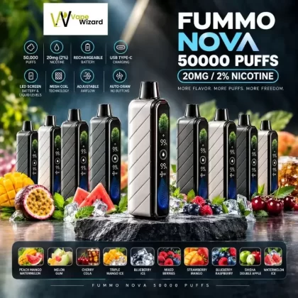 Fummo Nova 50000 Puffs Disposable Vape 20mg in the UAE - Blueberry Ice, Blueberry Raspberry; 10PCS-1BOX, 1PCS-1PACK