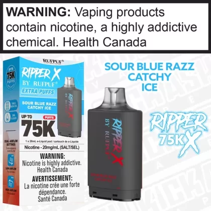 Sour Blue Razz Catchy Ice RIPPER X 75K 20mL POD